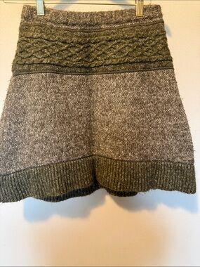 Prana Two-Tone Olive and Beige Knit Beanie with Gold Logo